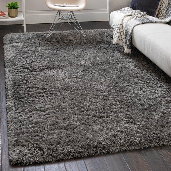 Unique Loom Infinity Shag Collection Area Rug - Jinko (5' 1" x 8' Rectangle Smoke)