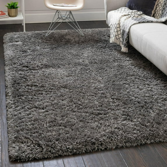 Unique Loom Infinity Shag Collection Area Rug - Jinko (9' x 12' Rectangle Smoke)
