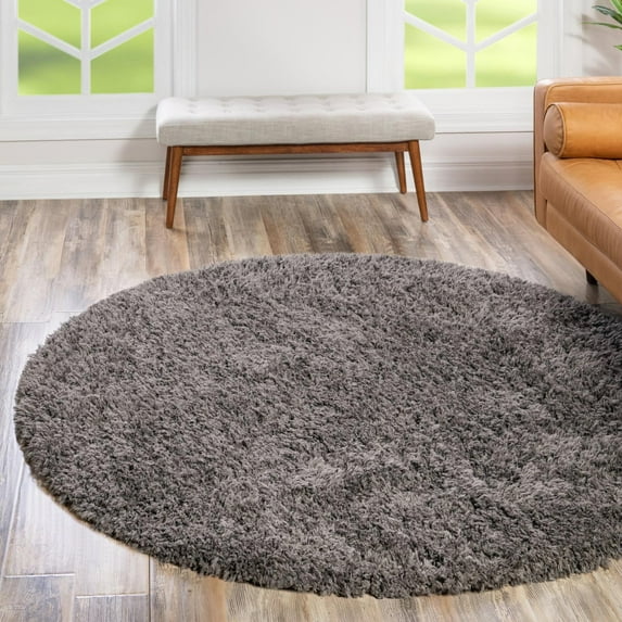 Unique Loom Infinity Shag Collection Area Rug - Jinko (3' 3" Round Smoke)