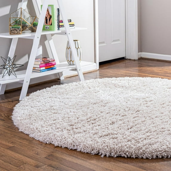 Unique Loom Infinity Shag Collection Area Rug - Jinko (6' 1" Round Linen)