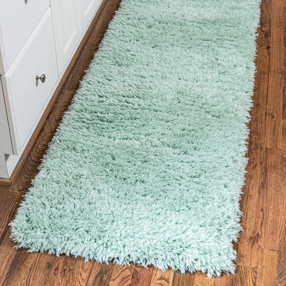 Unique Loom Infinity Shag Collection Area Rug - Jinko (2' 4" x 10' Runner Cyan)