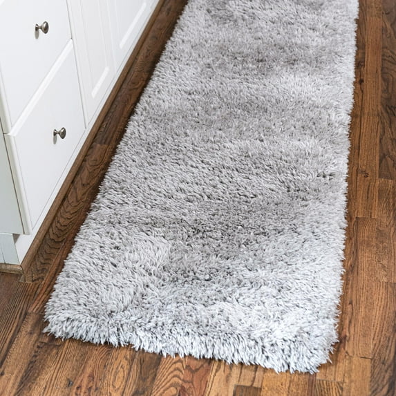 Unique Loom Infinity Shag Collection Area Rug - Jinko (2' 7" x 13' 1" Runner Ash)