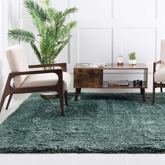 Unique Loom Infinity Shag Collection Area Rug - Jinko (8' Square Forest Green)