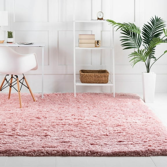 Unique Loom Infinity Shag Collection Area Rug - Jinko (8' Square Pink Lace)