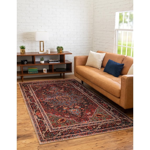Unique Loom Timeless Collection Area Rug - Jude (8' 4" x 12' Rectangle Burgundy/Teal)