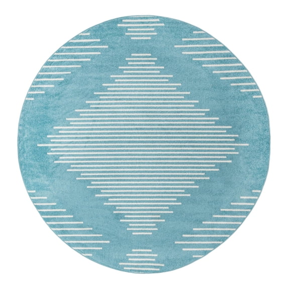 Unique Loom Kai Collection Area Rug - Warrior (10' Round Light Blue/Ivory)