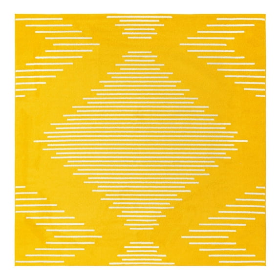 Unique Loom Kai Collection Area Rug - Warrior (10' Square Yellow/Ivory)