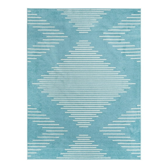 Unique Loom Kai Collection Area Rug - Warrior (10' x 13' 1" Rectangle Light Blue/Ivory)