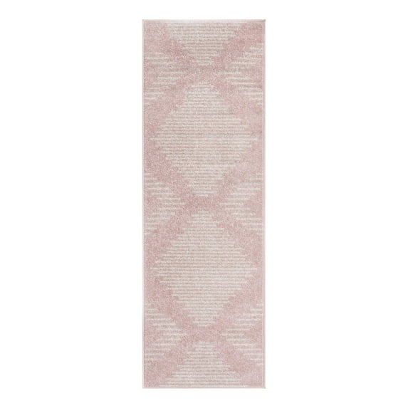 Unique Loom Kai Collection Area Rug - Warrior (2' x 6' 1" Runner Pink/Ivory)