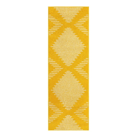 Unique Loom Kai Collection Area Rug - Warrior (2' x 6' 1" Runner Yellow/Ivory)