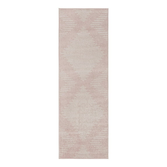 Unique Loom Kai Collection Area Rug - Warrior (2' x 8' Runner Pink/Ivory)