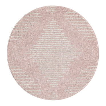 Unique Loom Kai Collection Area Rug - Warrior (3' 1" Round Pink/Ivory)