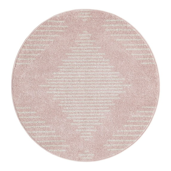Unique Loom Kai Collection Area Rug - Warrior (3' 1" Round Pink/Ivory)