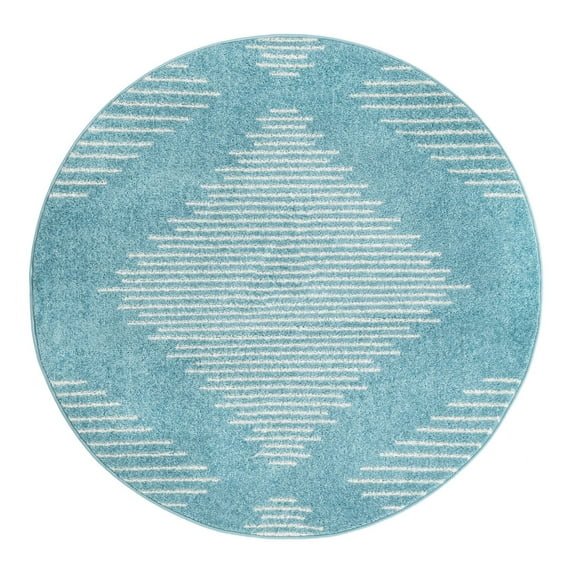 Unique Loom Kai Collection Area Rug - Warrior (4' 1" Round Light Blue/Ivory)