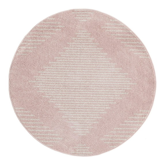Unique Loom Kai Collection Area Rug - Warrior (4' 1" Round Pink/Ivory)