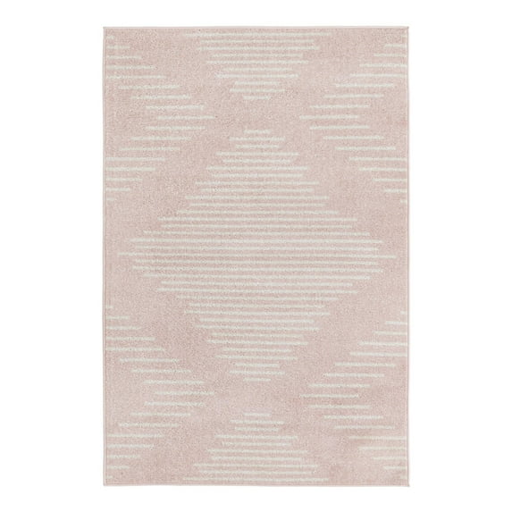 Unique Loom Kai Collection Area Rug - Warrior (4' 1" x 6' 1" Rectangle Pink/Ivory)