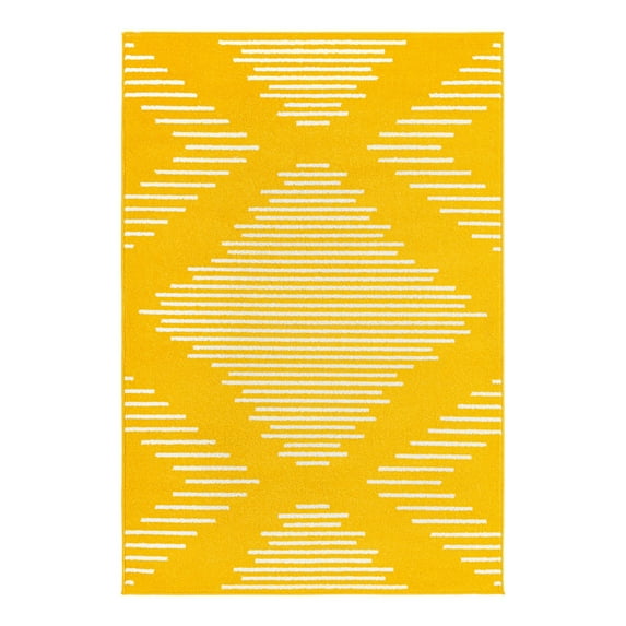 Unique Loom Kai Collection Area Rug - Warrior (4' 1" x 6' 1" Rectangle Yellow/Ivory)