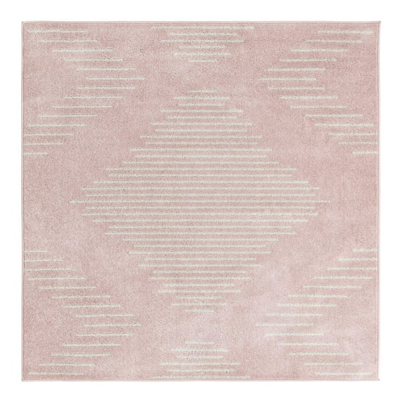 Unique Loom Kai Collection Area Rug - Warrior (5' 3" Square Pink/Ivory)