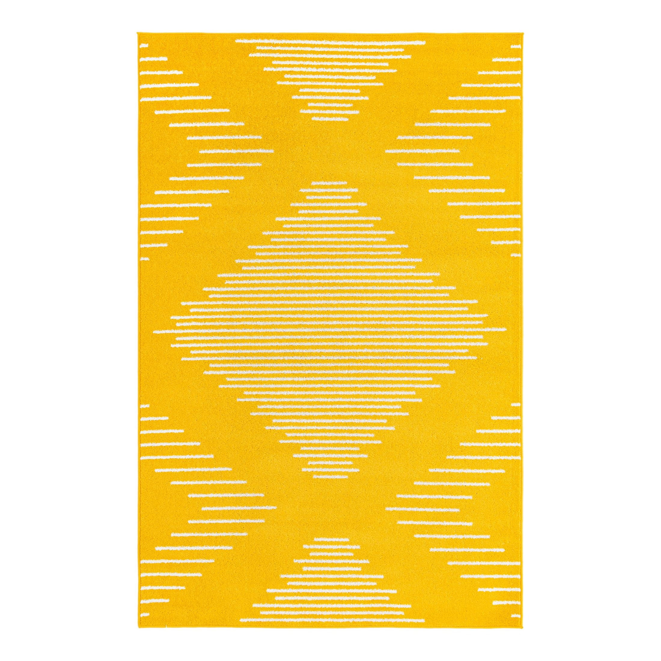 Kai Yellow Geometric Stain-Resistant Synthetic Rug
