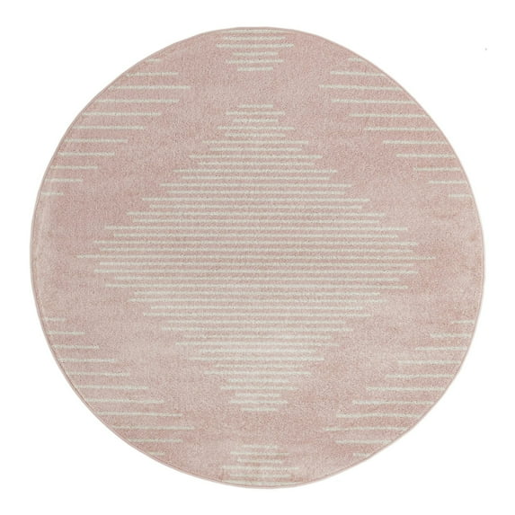 Unique Loom Kai Collection Area Rug - Warrior (6' 1" Round Pink/Ivory)