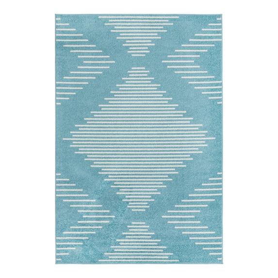 Unique Loom Kai Collection Area Rug - Warrior (6' 1" x 9' Rectangle Light Blue/Ivory)