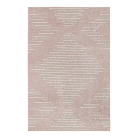 Unique Loom Kai Collection Area Rug - Warrior (6' 1" x 9' Rectangle Pink/Ivory)