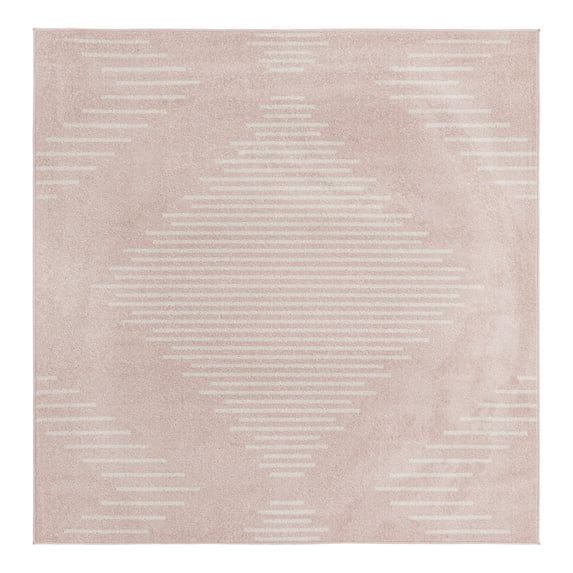 Unique Loom Kai Collection Area Rug - Warrior (7' 1" Square Pink/Ivory)
