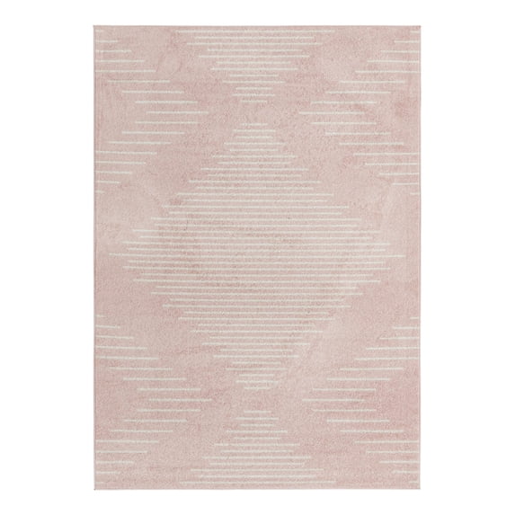 Unique Loom Kai Collection Area Rug - Warrior (7' 1" x 10' Rectangle Pink/Ivory)
