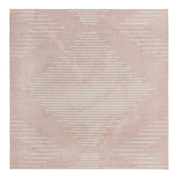 Unique Loom Kai Collection Area Rug - Warrior (9' 10" Square Pink/Ivory)