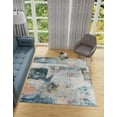 thumbnail image 1 of Unique Loom Kamala Washable Collection Area Rug - Abstract (7' 10" Square Multi/Blue), 1 of 5