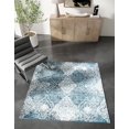 thumbnail image 1 of Unique Loom Kamala Washable Collection Area Rug - Chevron (5' 3" Square Navy Blue/Light Blue), 1 of 9