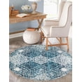 thumbnail image 1 of Unique Loom Kamala Washable Collection Area Rug - Chevron (7' 10" Round Navy Blue/Light Blue), 1 of 9