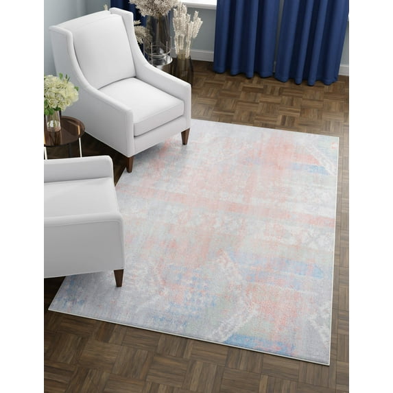 Unique Loom Kamala Washable Collection Area Rug - Lotus (5' 3" x 8' Rectangle Multi/Gray)