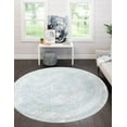 thumbnail image 1 of Unique Loom Kamala Washable Collection Area Rug - Medaillon (7' 10" Round Gray Green/Light Blue), 1 of 9