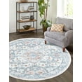 thumbnail image 1 of Unique Loom Kamala Washable Collection Area Rug - Oriental (5' 3" Round Ivory/Gray), 1 of 9