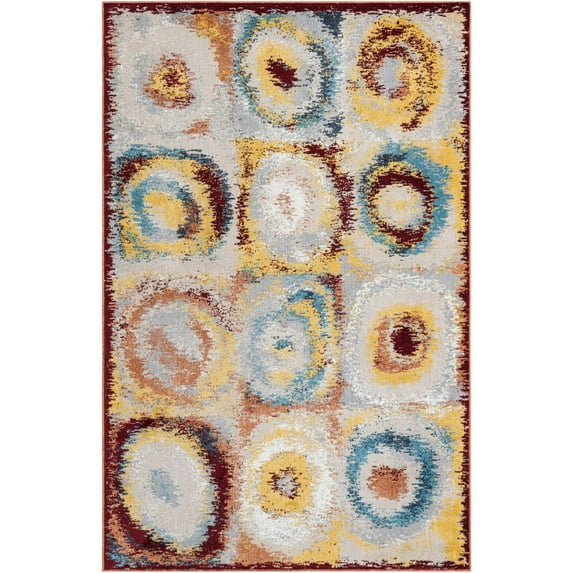 Unique Loom Kamala Washable Collection Area Rug - Tiles (5' 3" x 8' Rectangle Multi/Beige)
