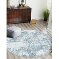 thumbnail image 1 of Unique Loom Kamala Washable Collection Area Rug - Vintage (3' 3" Round Navy Blue/Gray), 1 of 9