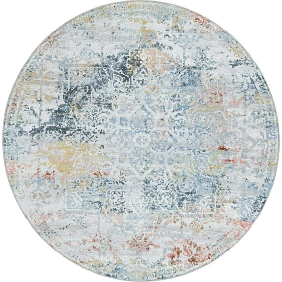 Unique Loom Kamala Washable Collection Area Rug - Vintage (7' 10" Round Multi/Blue)