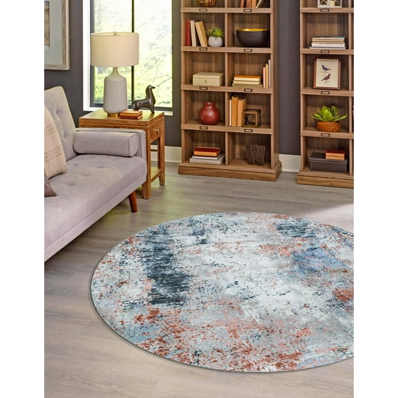 Unique Loom Kamala Washable Collection Area Rug - cloud 9 (5' 3" Round Multi/Blue)