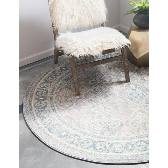 Unique Loom Kasern Salzburg Rug , 5' 0" x 5' 1" ,Gray