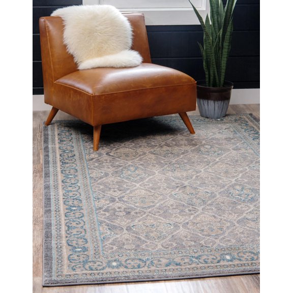 Unique Loom Kasern Salzburg Rug Gray/Ivory 10' x 13' 1" Rectangle Geometric Traditional Perfect For Living Room Bed Room Dining Room Office
