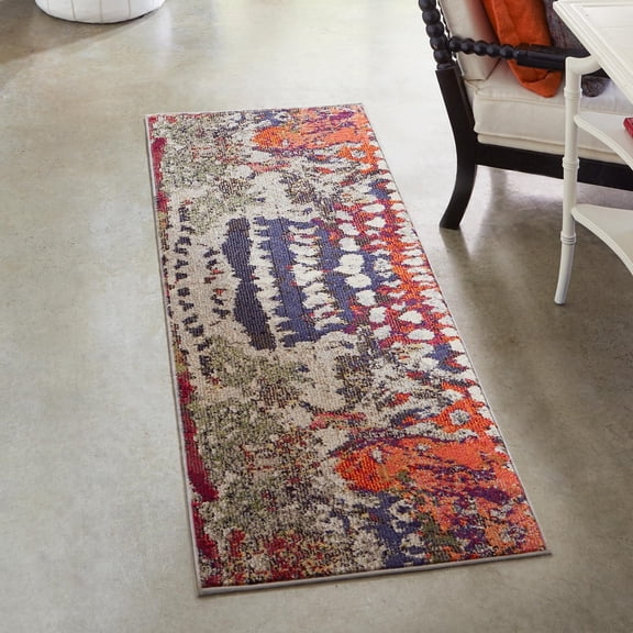 Unique Loom Haerfest Collection Area Rug - Kenya (2' x 8' Runner Multi/Light Brown)