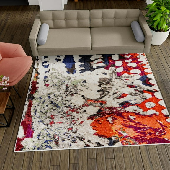 Unique Loom Haerfest Collection Area Rug - Kenya (5' 3" Square Multi/Light Brown)