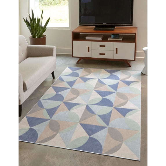 Unique Loom King Lotus Rug , 9' 0" x 12' 0" ,Blue