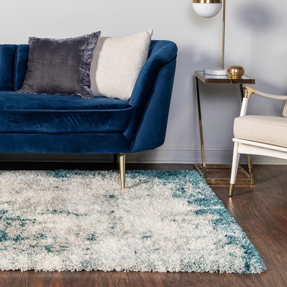Unique Loom Soft Touch Shag Collection Area Rug - Kofi (4' x 6' Rectangle Sage Green/Ivory)