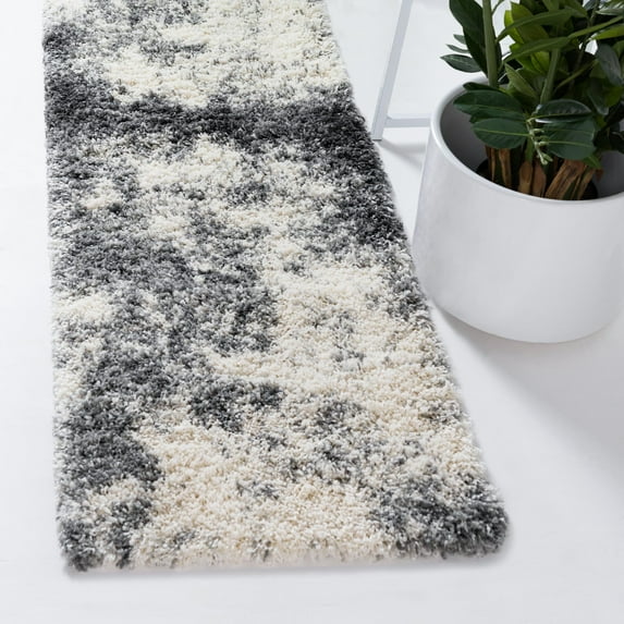 Unique Loom Soft Touch Shag Collection Area Rug - Kofi (2' 7" x 13' 1" Runner Smoke Gray/Ivory)