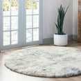 thumbnail image 1 of Unique Loom Soft Touch Shag Collection Area Rug - Kofi (3' 3" Round Pebble Gray/Ivory), 1 of 7