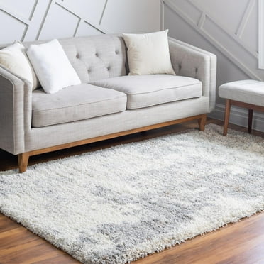 Unique Loom Soft Touch Shag Collection Area Rug - Kofi (7' 10" x 10' Rectangle Khaki/Ivory)