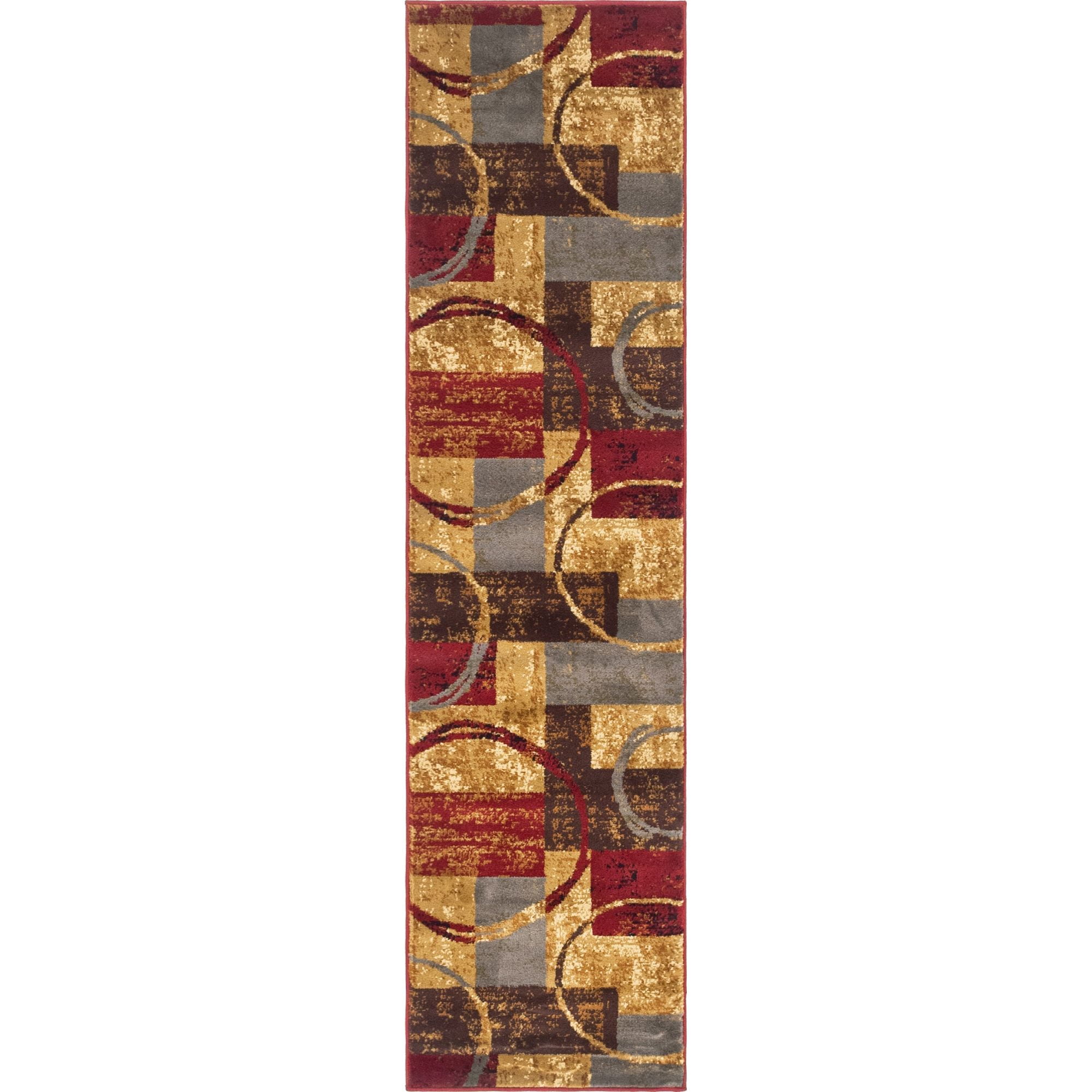 Unique Loom Kouillou Barista Rug Multi/Brown 2' x 8' Runner Geometric