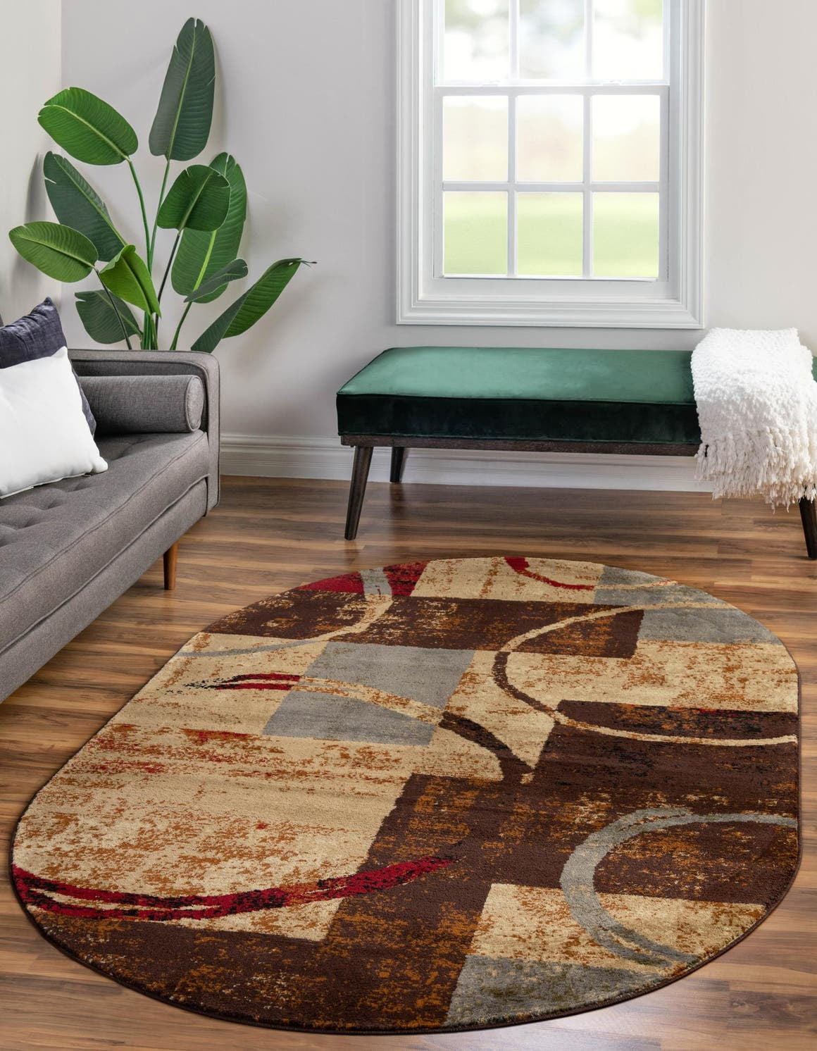 Unique Loom Kouillou Barista Rug Multi/Brown 7' 10" x 10' Oval